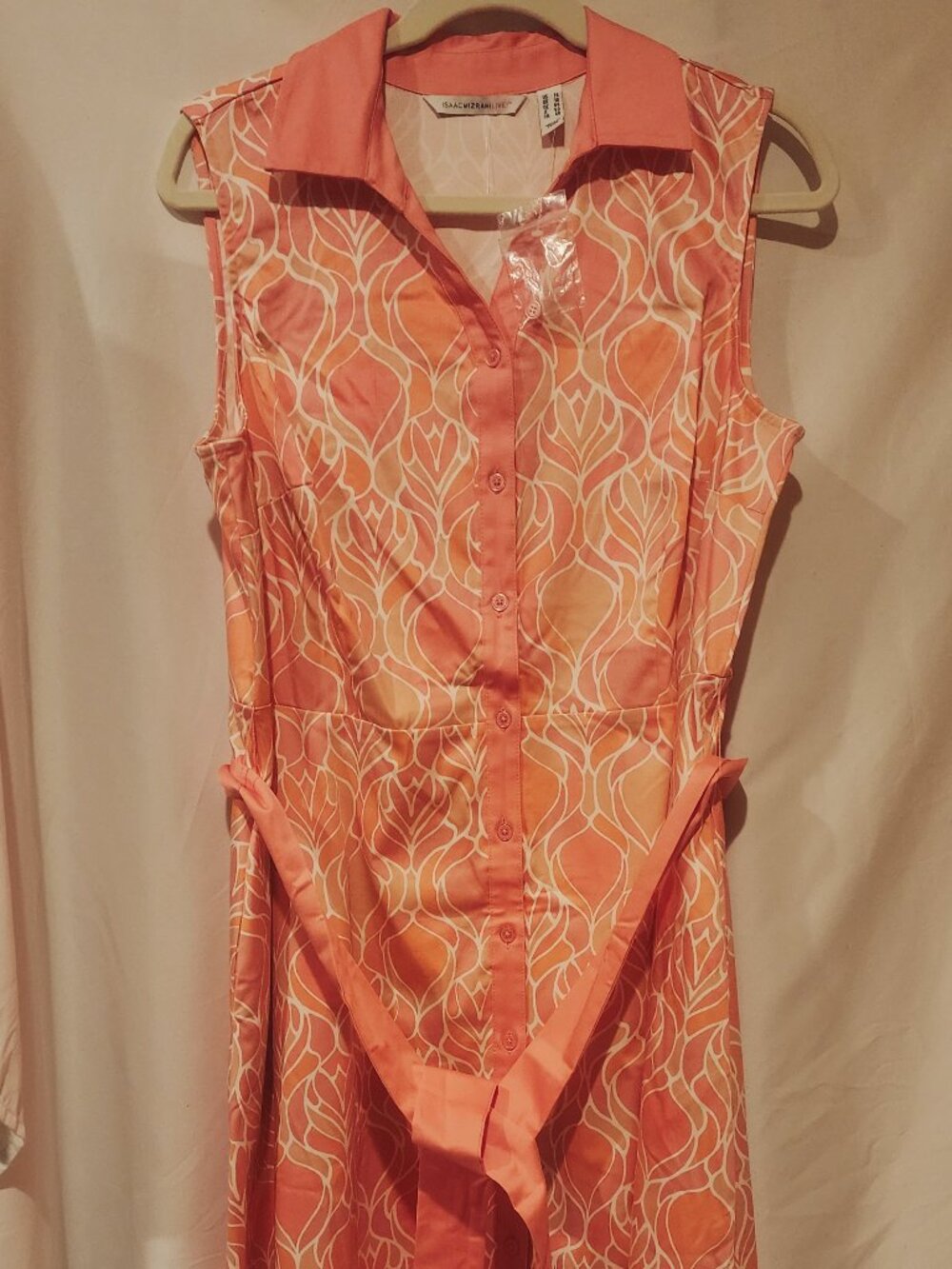 Isaac Mizarahi Pink Printed Dress with Collar & pockets Vintage Size 14 - Picture 2 of 8